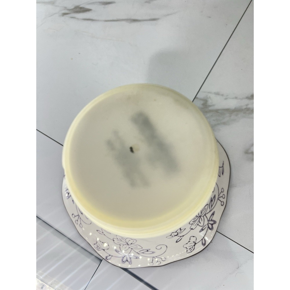 NEW Temptations Purple FLORAL LACE 2 In 1 Cake Stand Chip & Dip Crudite Set MINT - Picture 7 of 12
